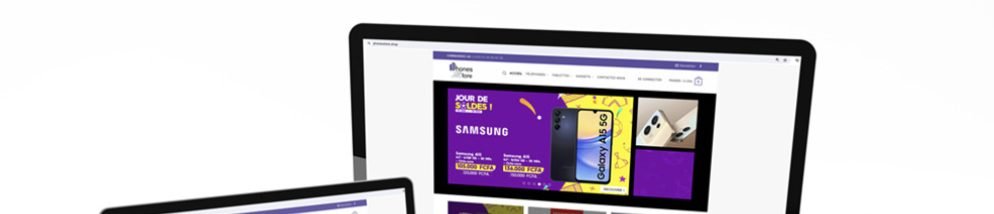 Site web e-commerce présenté sur ordinateur
